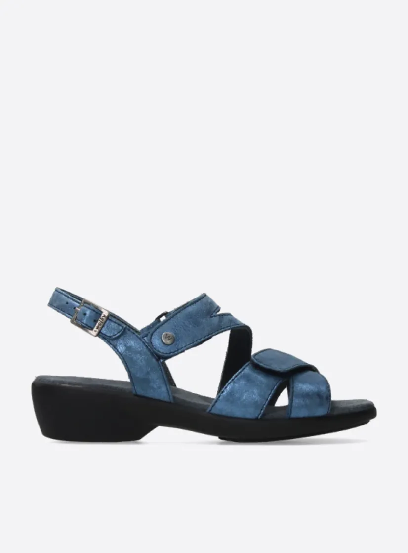 Wolky Fria - denim blauw leer<DAMES Sandalen