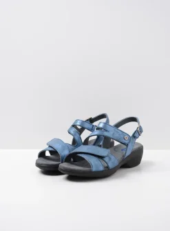 Wolky Fria - denim blauw leer<DAMES Sandalen