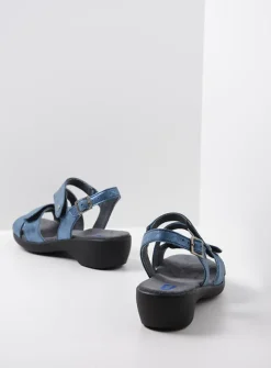 Wolky Fria - denim blauw leer<DAMES Sandalen