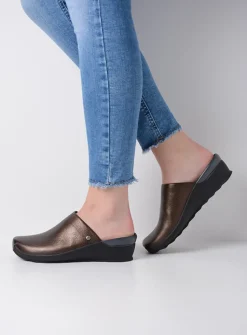 Wolky Go - brons leer<DAMES Slippers|Klompen