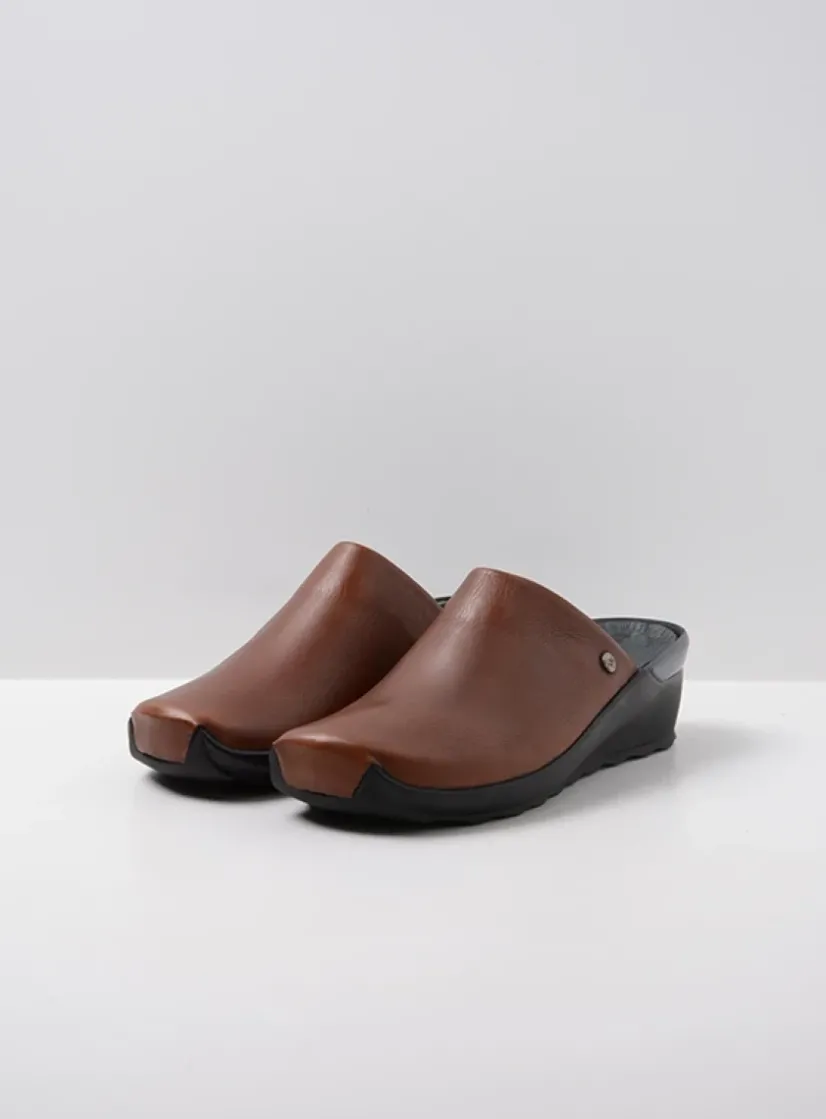 Wolky Go - cognac leer<DAMES Slippers|Klompen