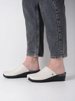 Wolky Go - creme wit leer<DAMES Slippers|Klompen