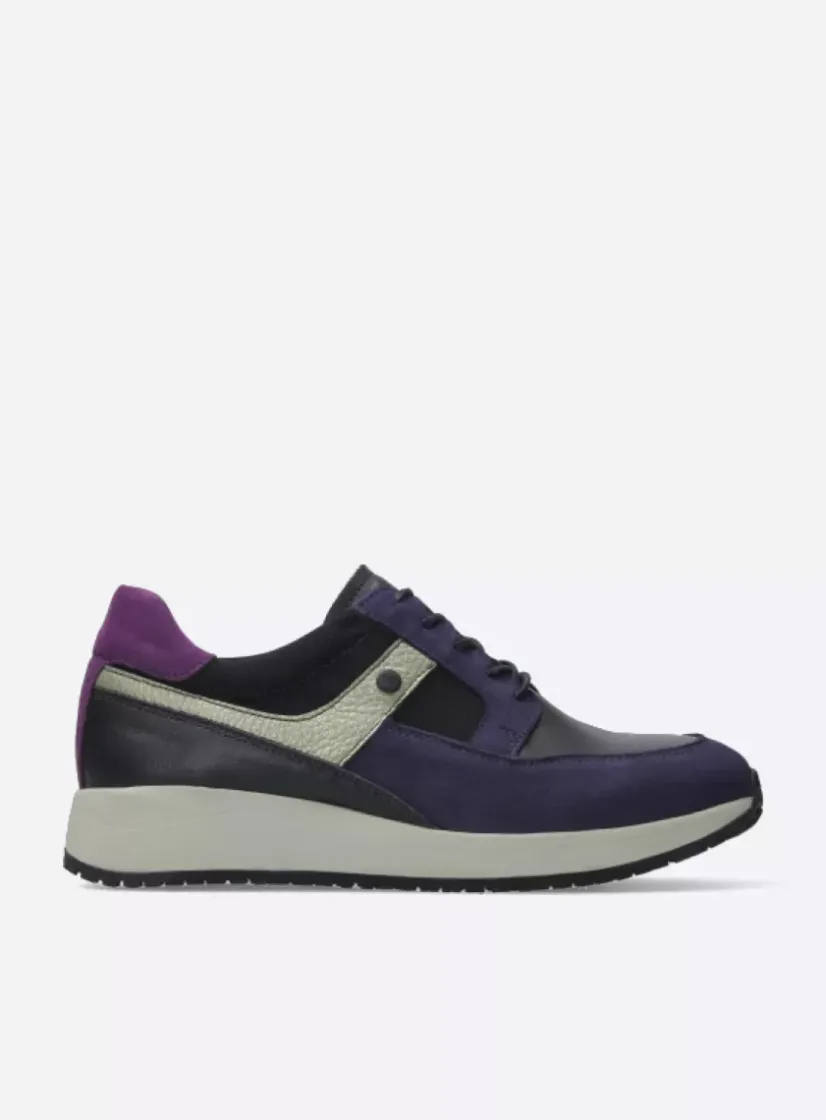 Wolky Hammer - paars combi leer<DAMES Lage Veterschoenen|Sneakers