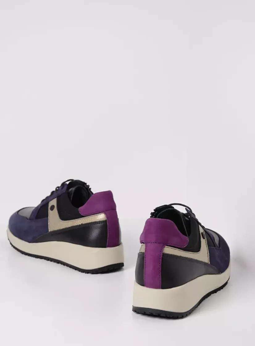 Wolky Hammer - paars combi leer<DAMES Lage Veterschoenen|Sneakers