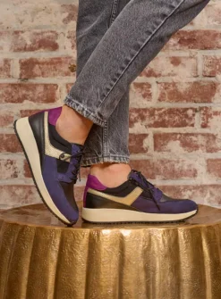 Wolky Hammer - paars combi leer<DAMES Lage Veterschoenen|Sneakers