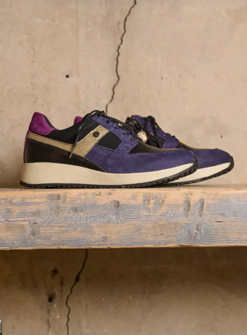 Wolky Hammer - paars combi leer<DAMES Lage Veterschoenen|Sneakers