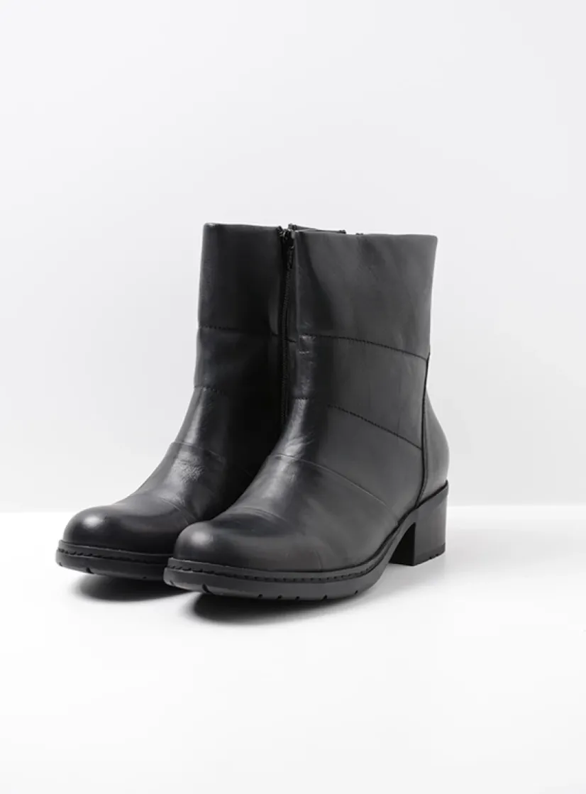 Wolky Hinton - zwart leer<DAMES Halfhoge Laarzen|Herfst/Winter