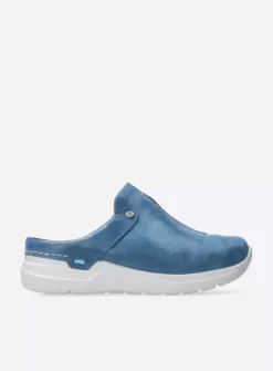 Wolky Holland DB - blauw effectleer<DAMES Slippers|Klompen