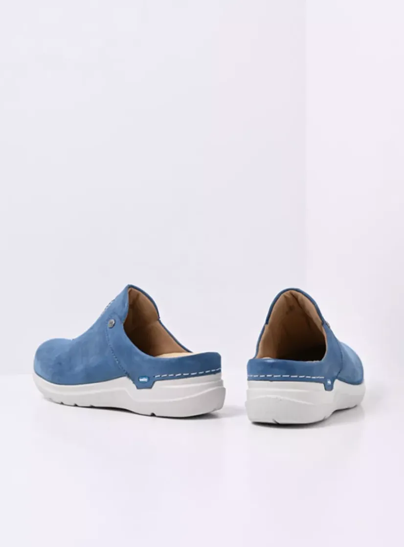 Wolky Holland DB - blauw effectleer<DAMES Slippers|Klompen