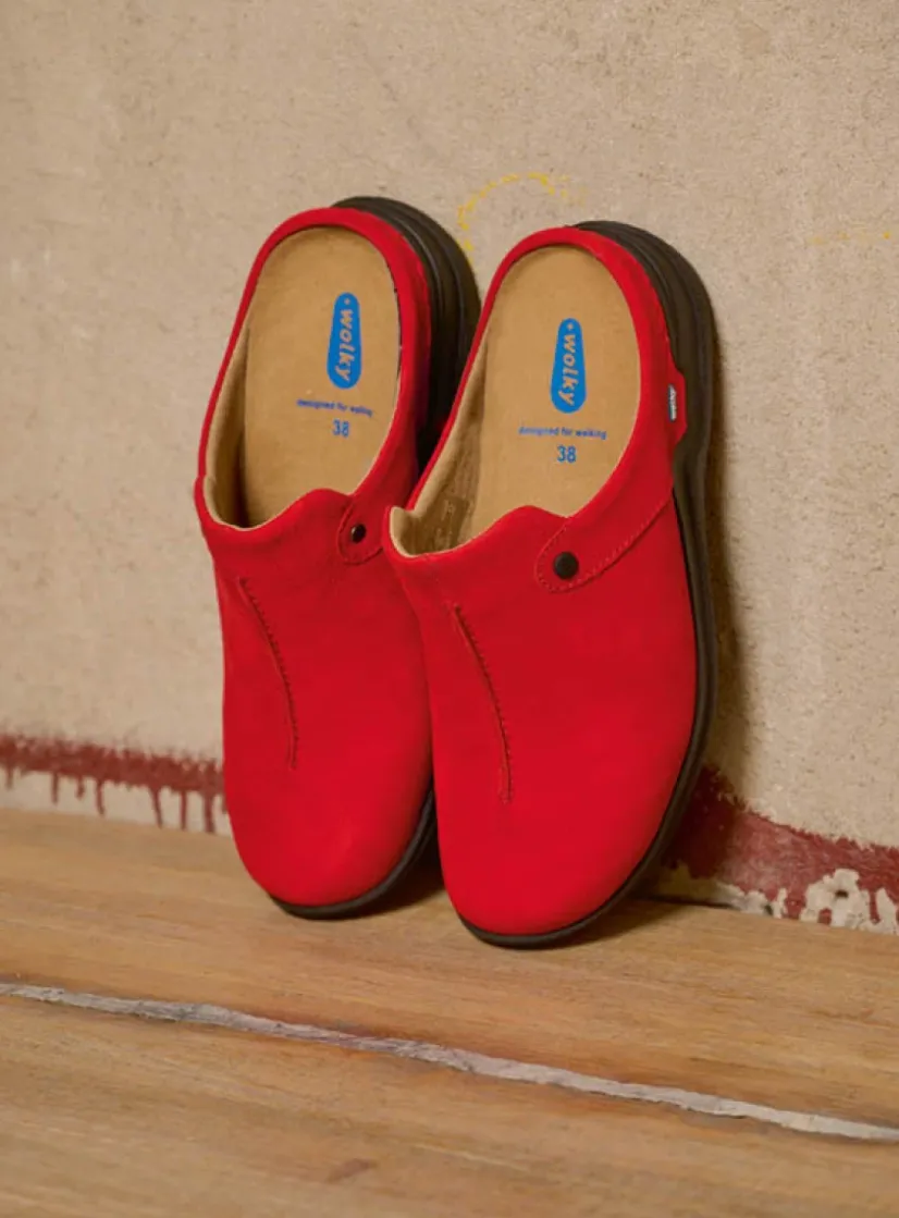 Wolky Holland DB - donkerrood nubuck<DAMES Slippers|Klompen
