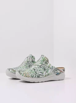 Wolky Holland DB - gebroken wit/groen nubuck<DAMES Slippers|Klompen