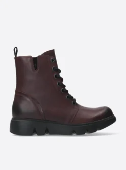 Wolky Hope XW - bordeauxrood leer<DAMES Hoge Veterschoenen|Veterlaarzen
