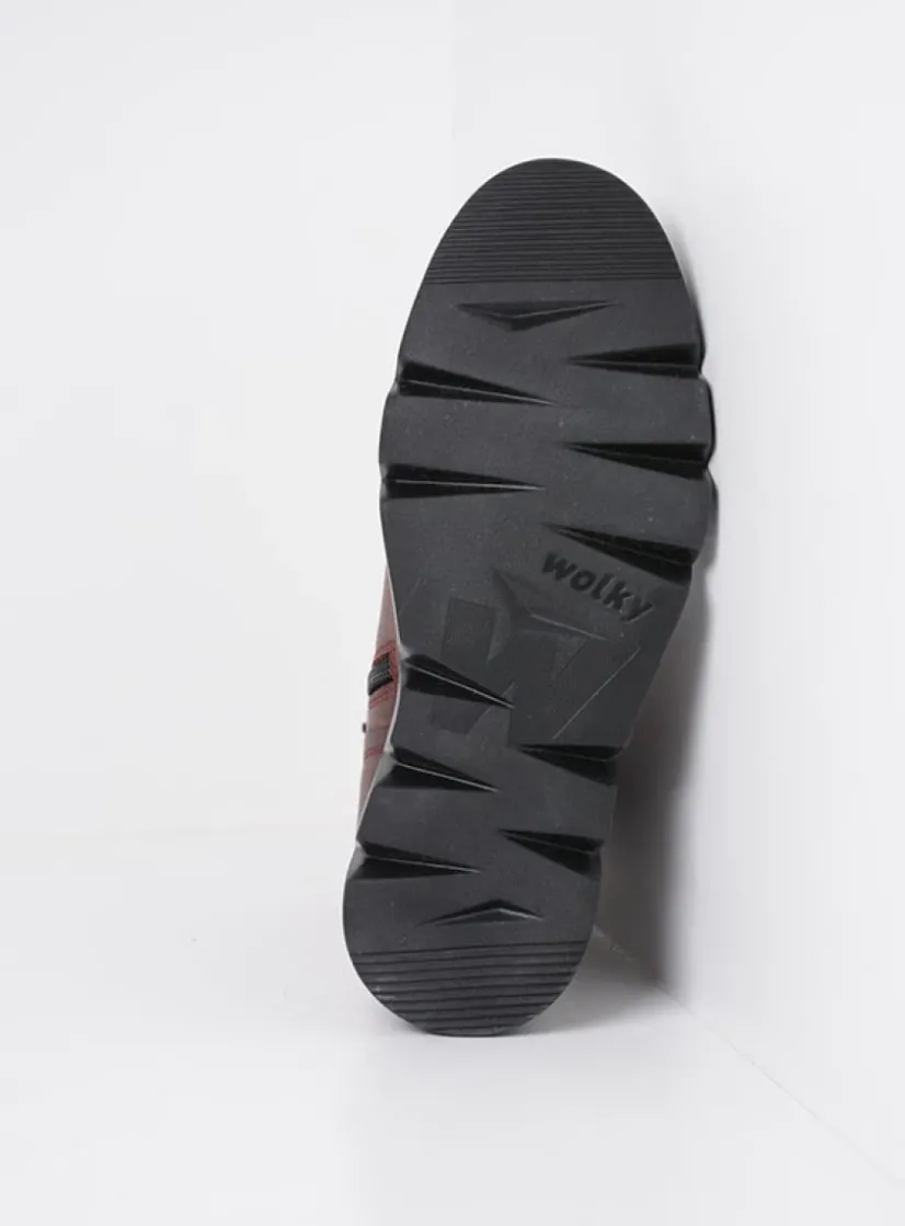 Wolky Hope XW - bordeauxrood leer<DAMES Hoge Veterschoenen|Veterlaarzen