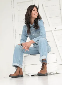 Wolky Hope XW - cognac leer<DAMES Hoge Veterschoenen|Veterlaarzen