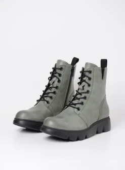 Wolky Hope XW - grijs groen leer<DAMES Hoge Veterschoenen|Veterlaarzen