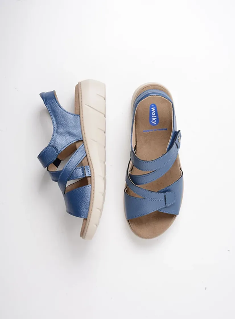 Wolky Ikaria - blauw leer<DAMES Sandalen
