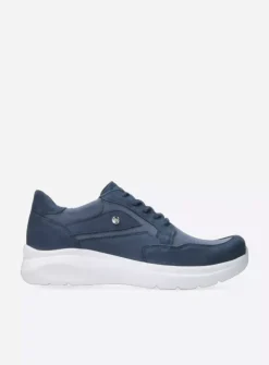 Wolky Impact S2F - denim combi stretch leer<DAMES Lage Veterschoenen|Sneakers