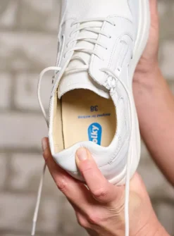 Wolky Impact S2F - wit/gebroken combi stretch leer<DAMES Lage Veterschoenen|Sneakers