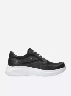 Wolky Impact S2F - zwart combi stretch leer<DAMES Lage Veterschoenen|Sneakers