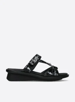 Wolky Isa - antraciet croco lakleer<DAMES Slippers