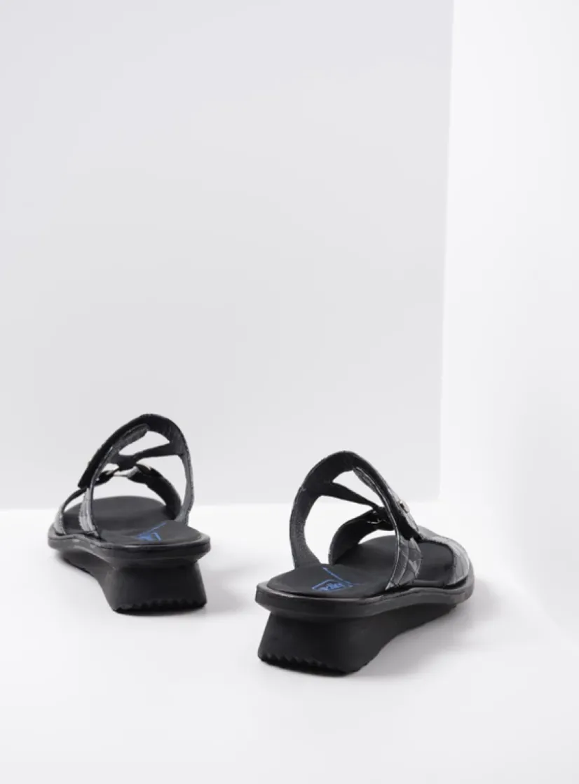 Wolky Isa - antraciet croco lakleer<DAMES Slippers