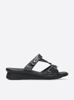 Wolky Isa - antraciet crocolook lakleer<DAMES Slippers