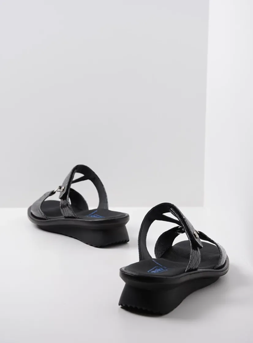 Wolky Isa - antraciet crocolook lakleer<DAMES Slippers