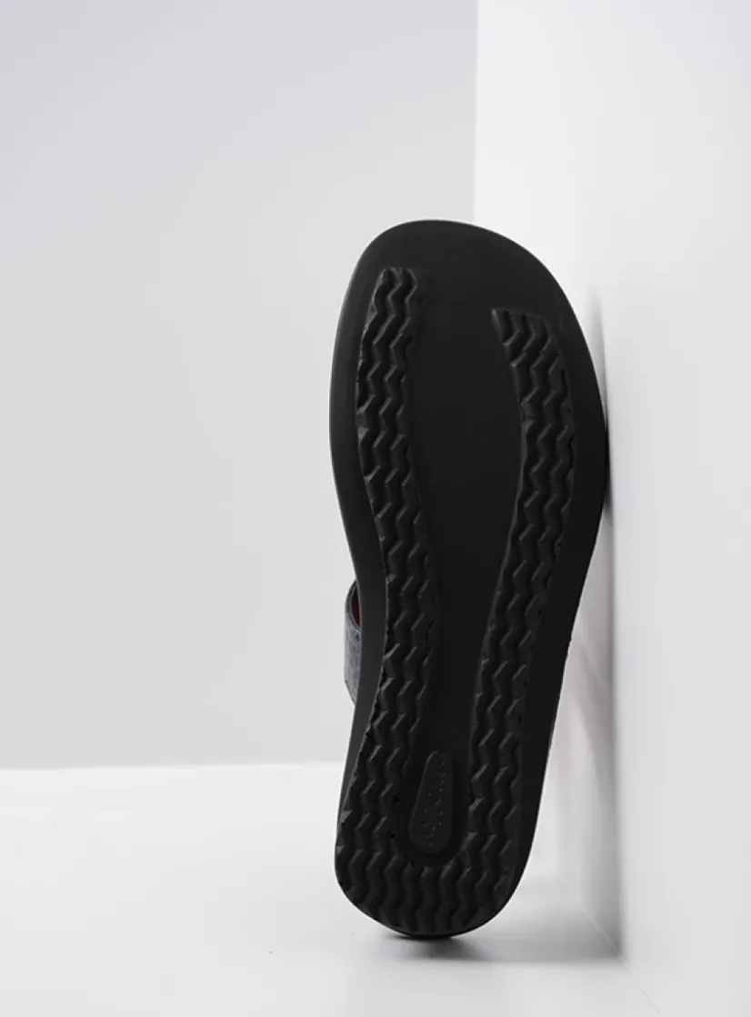 Wolky Isa - blauw crocolook lakleer<DAMES Slippers