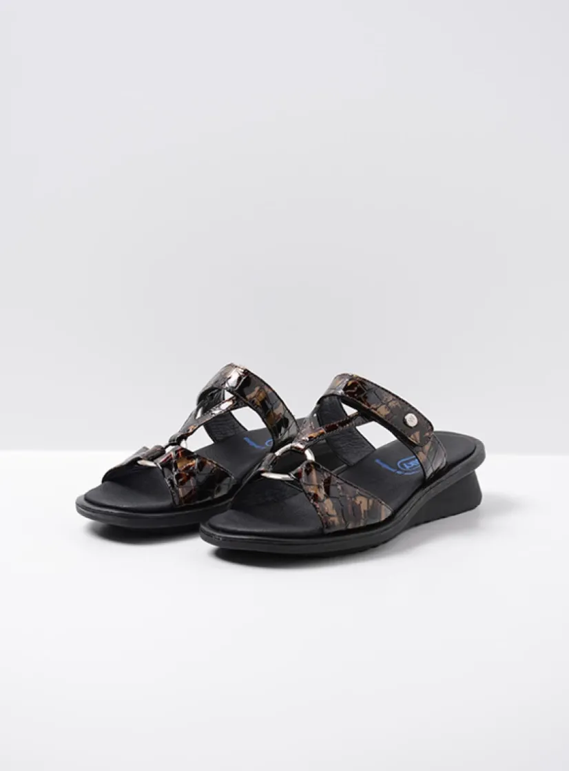 Wolky Isa - brons croco lakleer<DAMES Slippers