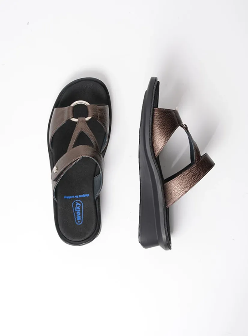 Wolky Isa - brons leer<DAMES Slippers