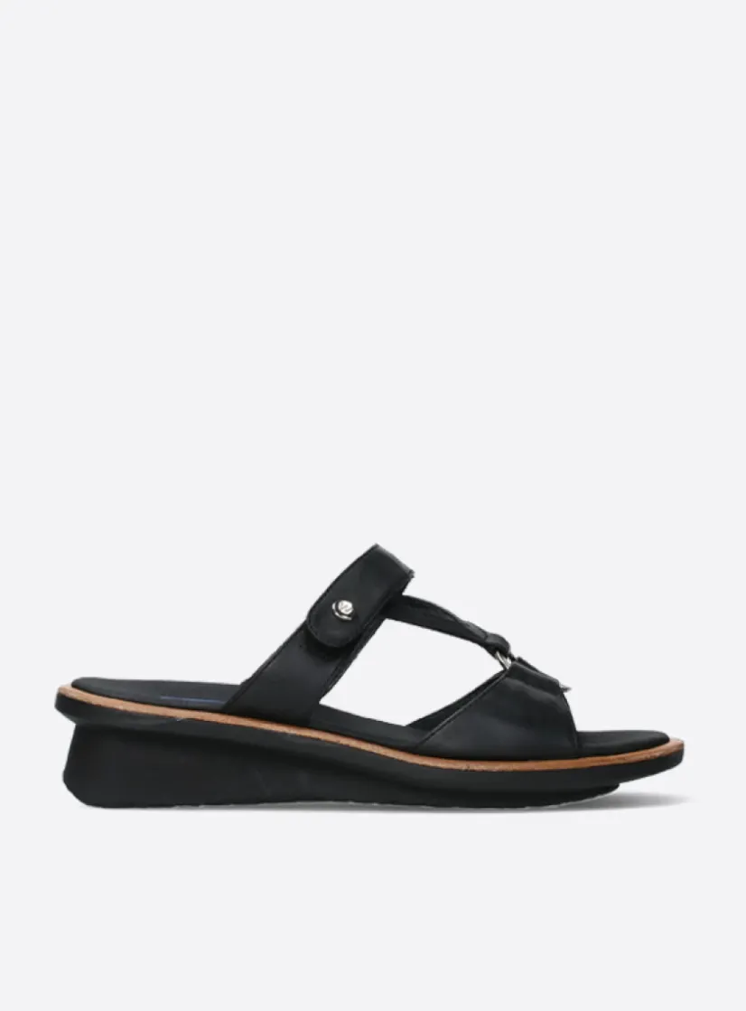 Wolky Isa - zwart leer<DAMES Slippers