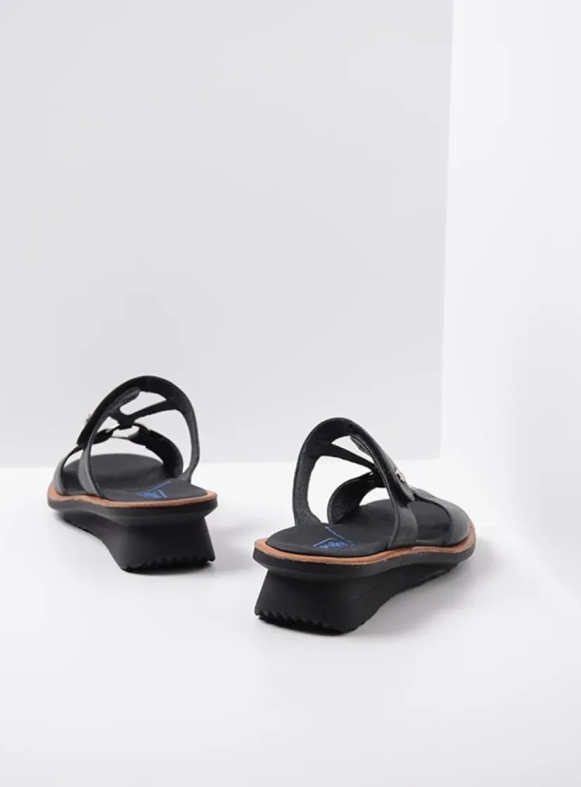 Wolky Isa - zwart leer<DAMES Slippers