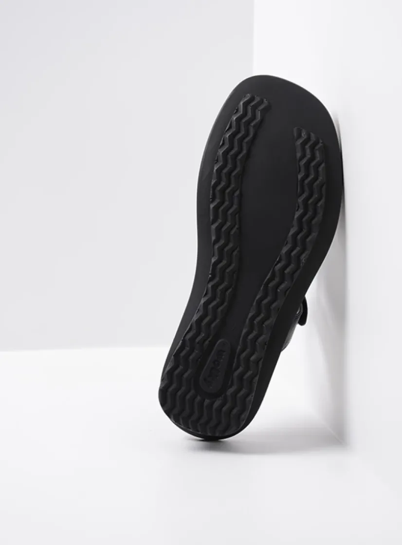 Wolky Isa - zwart leer<DAMES Slippers