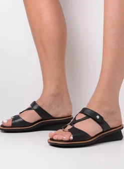 Wolky Isa - zwart leer<DAMES Slippers