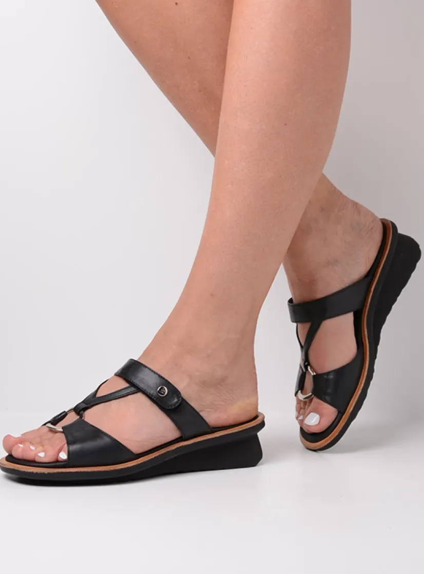 Wolky Isa - zwart leer<DAMES Slippers