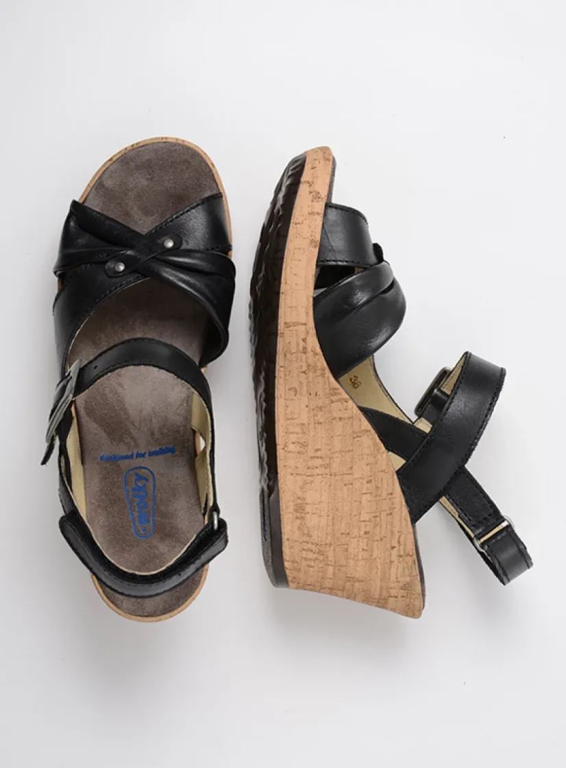 Wolky Ixia 2 - zwart leer<DAMES Sandalen