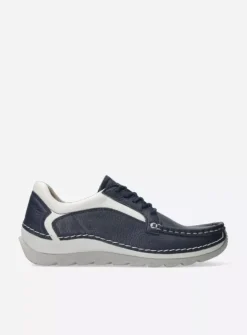 Wolky Japura - blauw leer<DAMES Lage Veterschoenen
