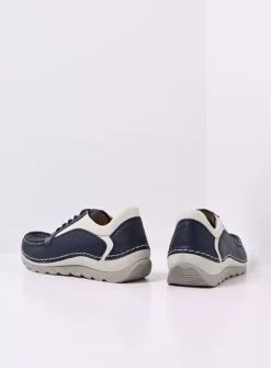 Wolky Japura - blauw leer<DAMES Lage Veterschoenen