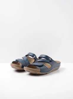 Wolky Jasper - blauw geolied leer<DAMES Slippers