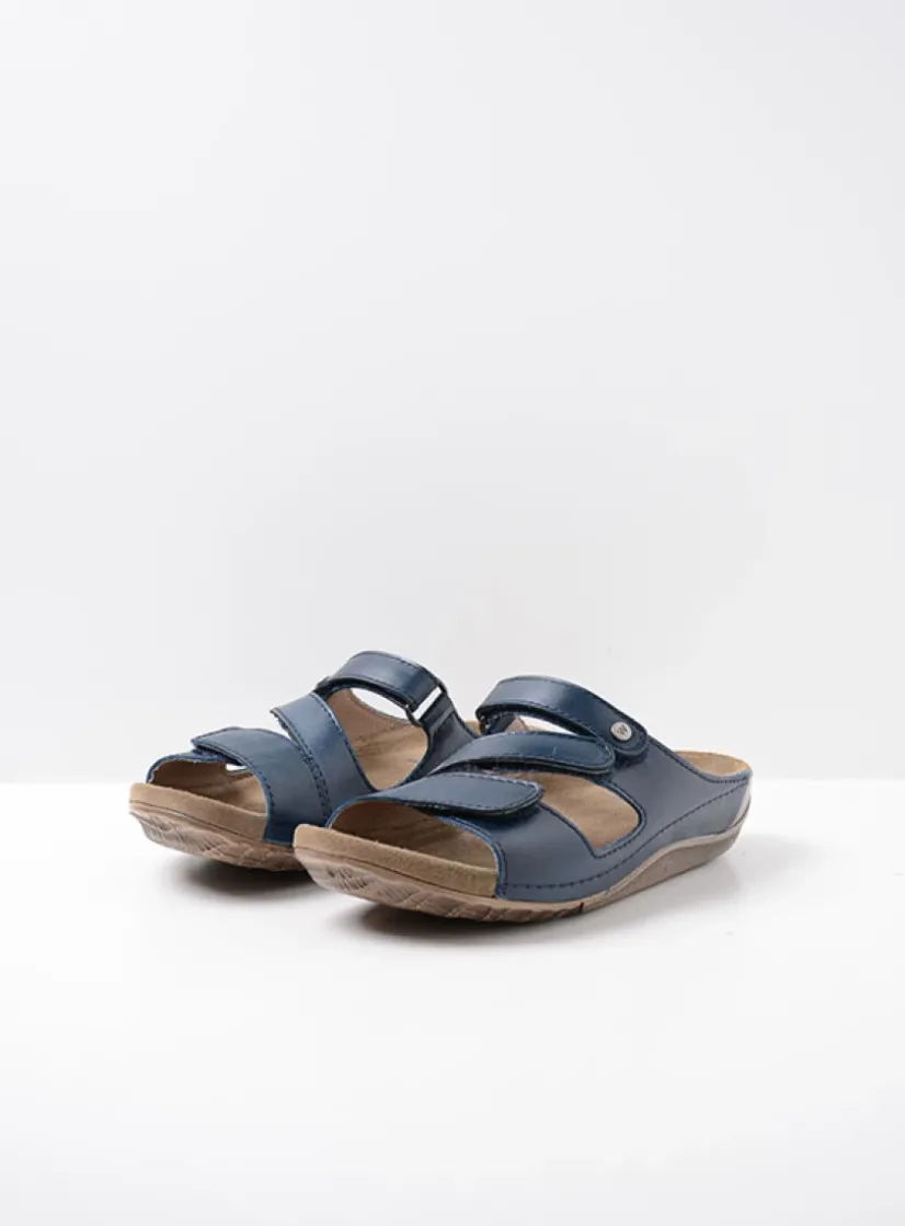 Wolky Jasper - blauw geolied leer<DAMES Slippers