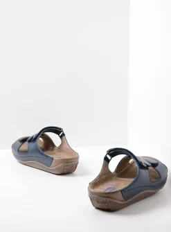 Wolky Jasper - blauw geolied leer<DAMES Slippers