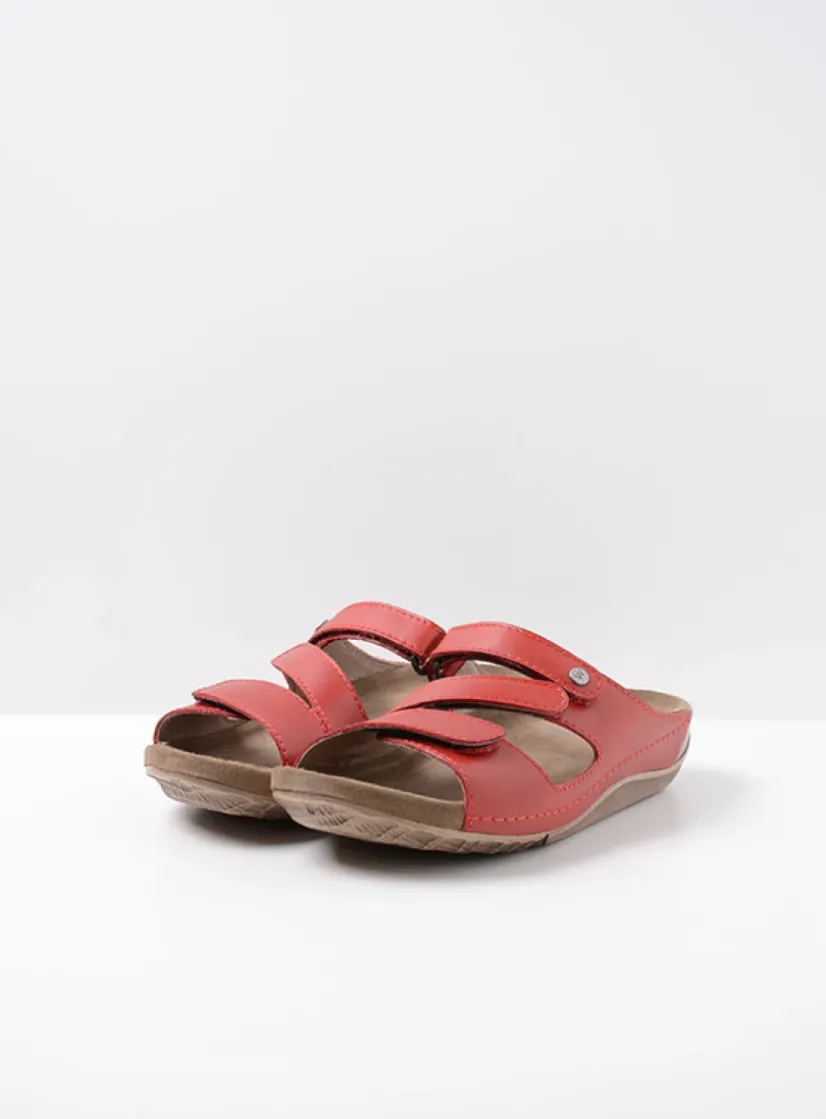 Wolky Jasper - rood leer<DAMES Slippers