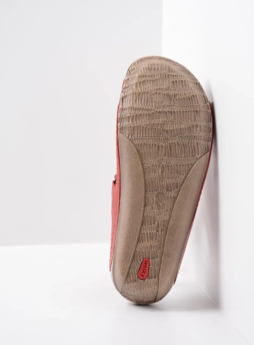 Wolky Jasper - rood leer<DAMES Slippers