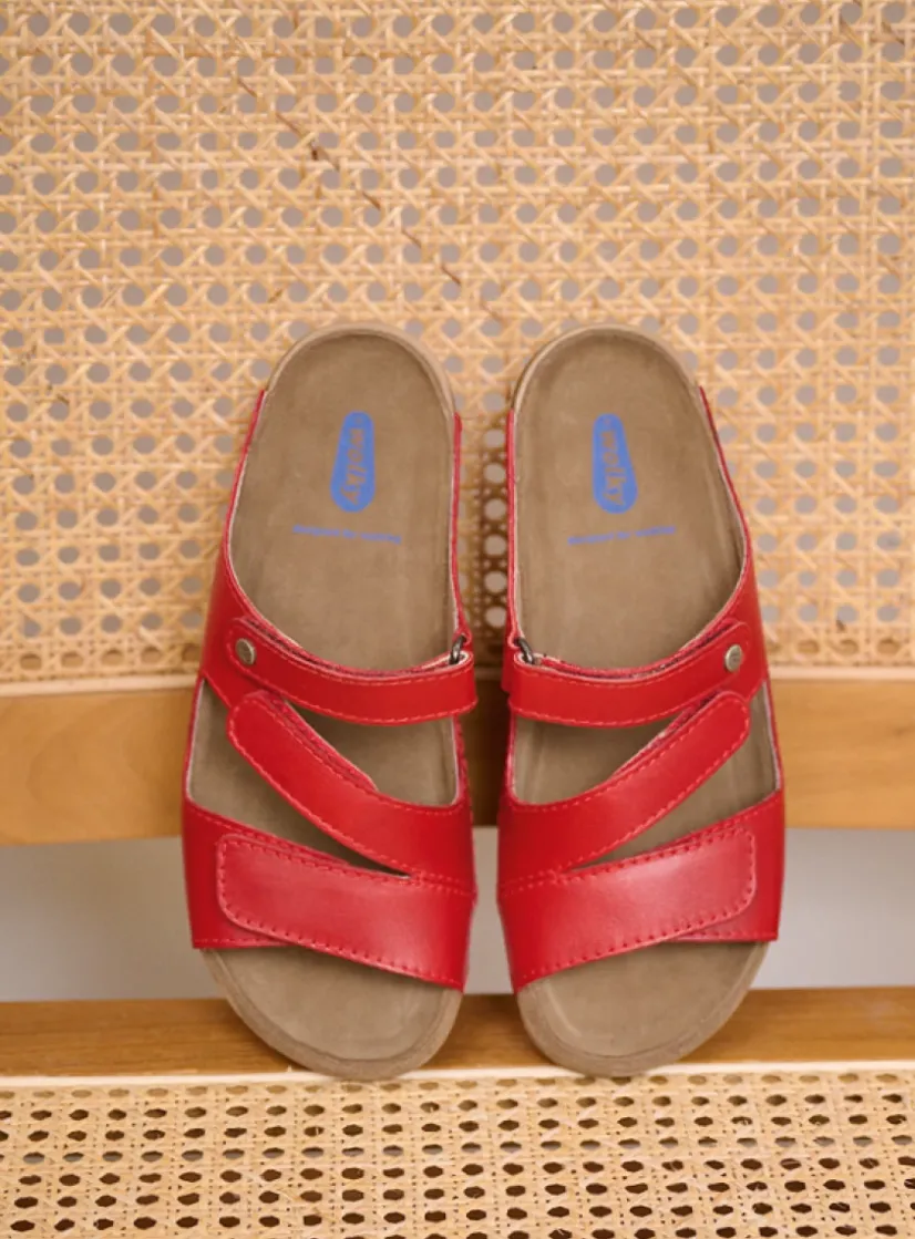 Wolky Jasper - rood leer<DAMES Slippers