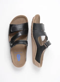 Wolky Jasper - zwart leer<DAMES Slippers