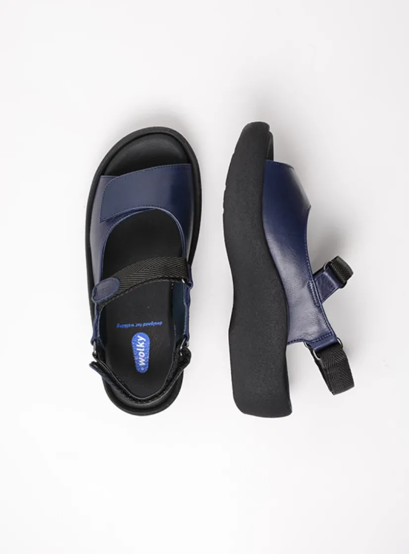 Wolky Jewel - blauw leer<DAMES Sandalen