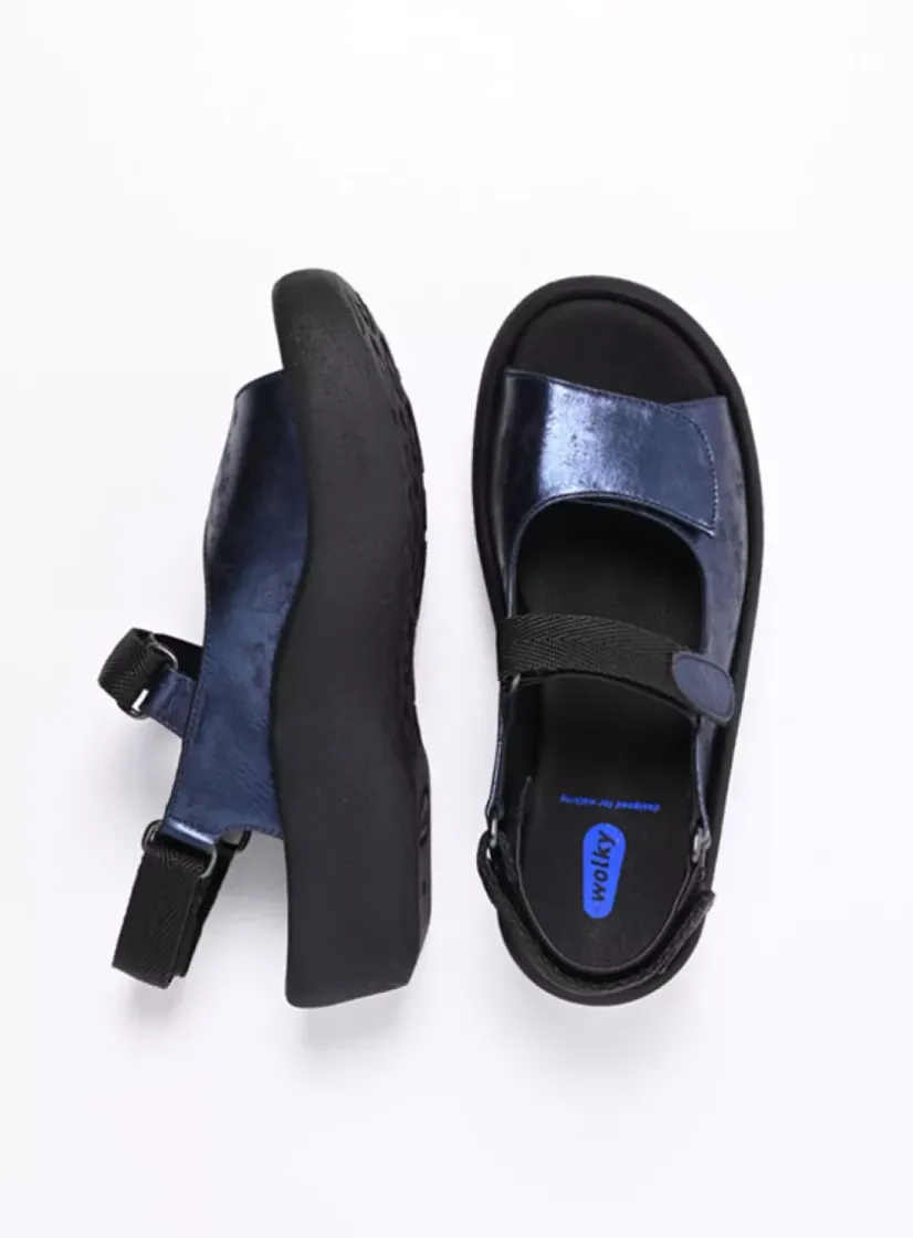 Wolky Jewel - marineblauw metallic nubuck<DAMES Sandalen