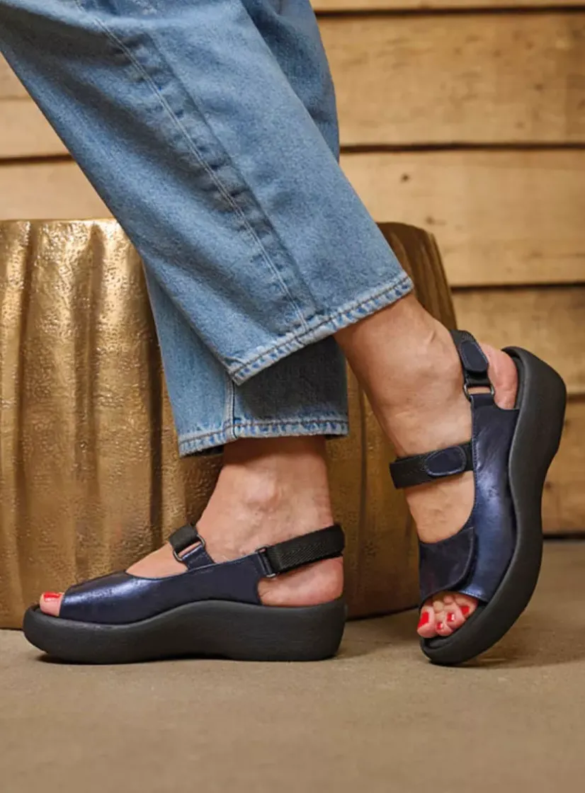 Wolky Jewel - marineblauw metallic nubuck<DAMES Sandalen