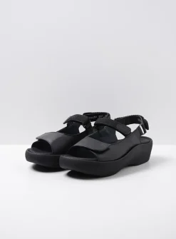 Wolky Jewel - zwart leer<DAMES Sandalen
