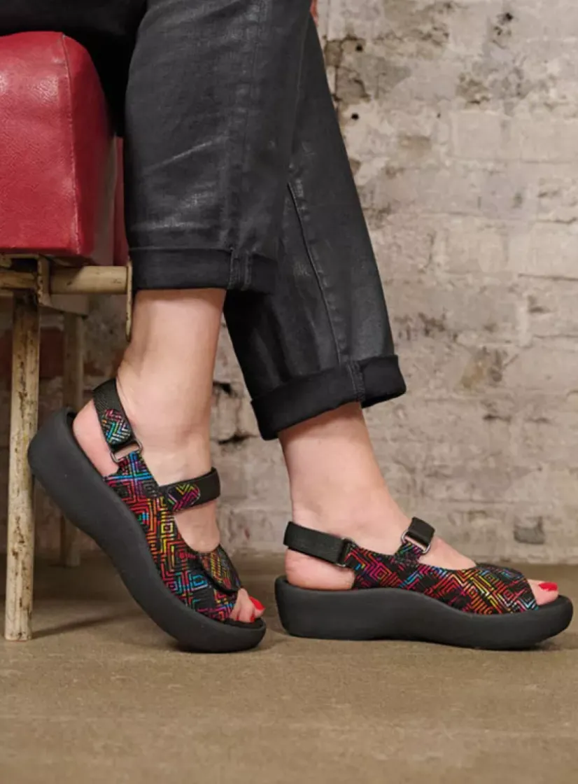 Wolky Jewel - zwart multi leer<DAMES Sandalen